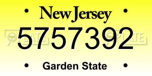 5757392 New Jersey License Plate