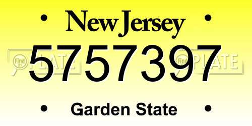 5757397 New Jersey License Plate
