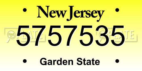 5757535 New Jersey License Plate