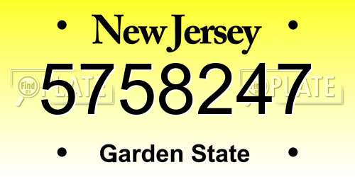 5758247 New Jersey License Plate