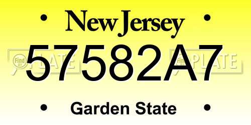 57582A7 New Jersey License Plate