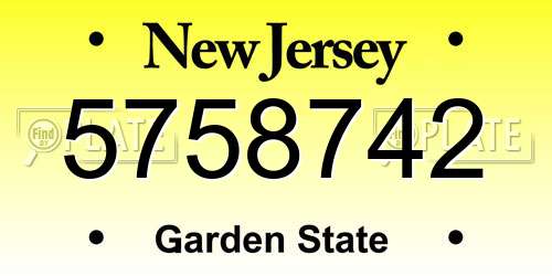 5758742 New Jersey License Plate