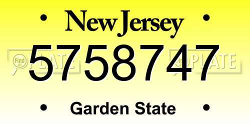 5758747 New Jersey License Plate