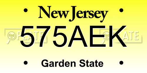 575AEK New Jersey License Plate