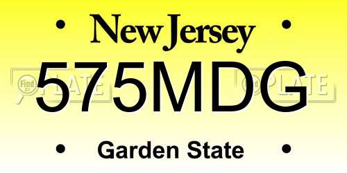 575MDG New Jersey License Plate