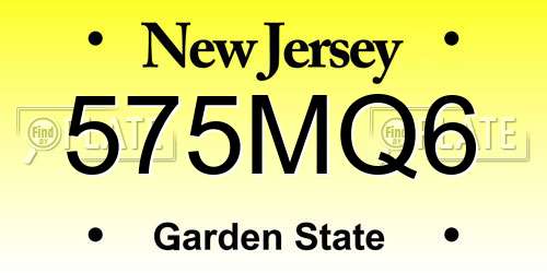 575MQ6 New Jersey License Plate