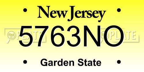 5763NO New Jersey License Plate