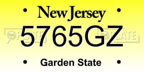 5765GZ New Jersey License Plate