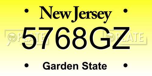 5768GZ New Jersey License Plate