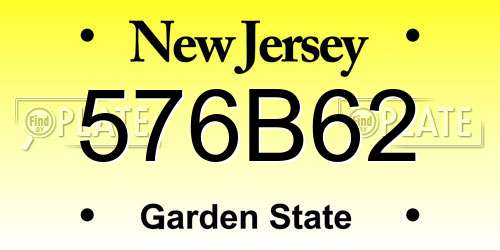 576B62 New Jersey License Plate