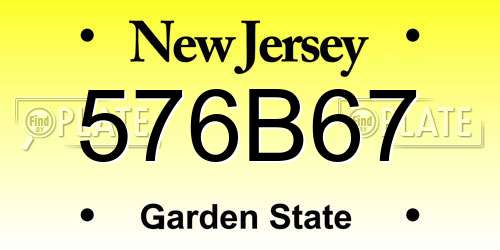 576B67 New Jersey License Plate