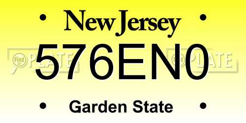 576EN0 New Jersey License Plate