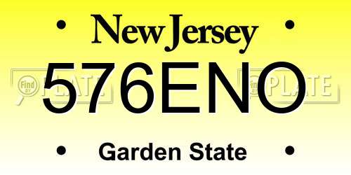 576ENO New Jersey License Plate