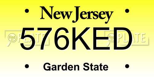 576KED New Jersey License Plate