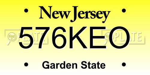 576KEO New Jersey License Plate