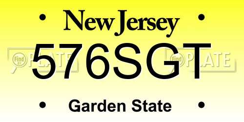 576SGT New Jersey License Plate