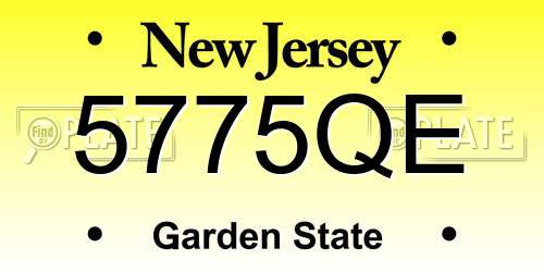 5775QE New Jersey License Plate
