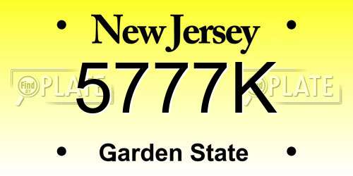 5777K New Jersey License Plate