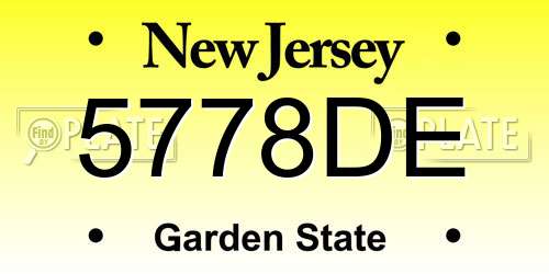 5778DE New Jersey License Plate