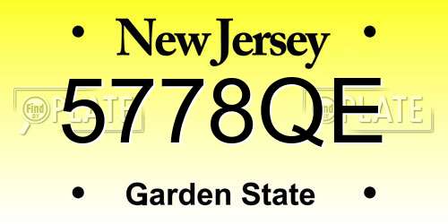 5778QE New Jersey License Plate