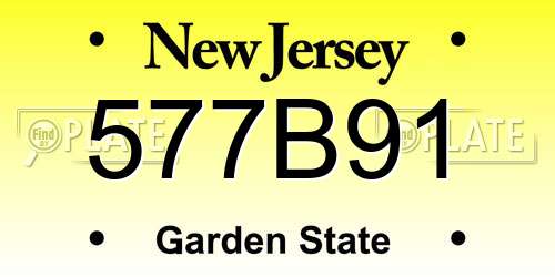 577B91 New Jersey License Plate