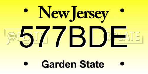 577BDE New Jersey License Plate