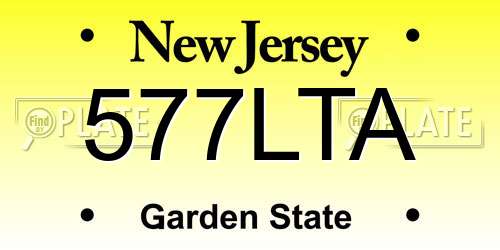 577LTA New Jersey License Plate