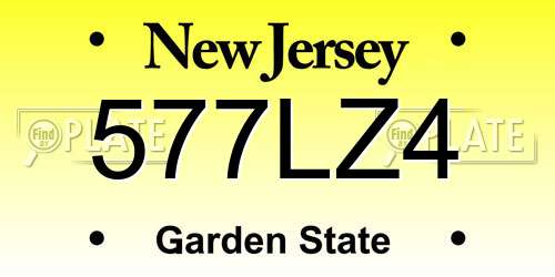 577LZ4 New Jersey License Plate