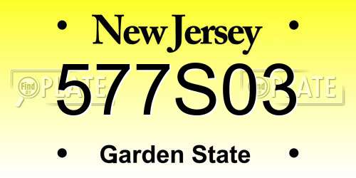577S03 New Jersey License Plate