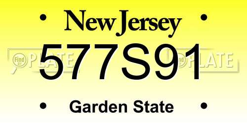 577S91 New Jersey License Plate