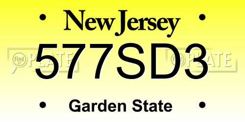 577SD3 New Jersey License Plate