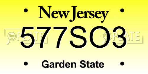577SO3 New Jersey License Plate