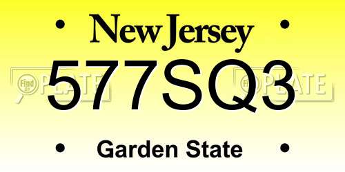 577SQ3 New Jersey License Plate