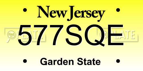 577SQE New Jersey License Plate