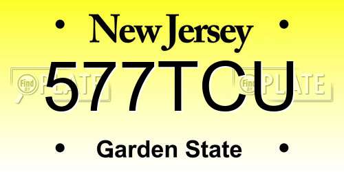 577TCU New Jersey License Plate