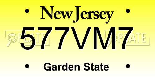 577VM7 New Jersey License Plate