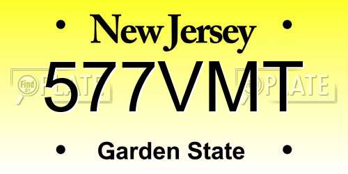 577VMT New Jersey License Plate