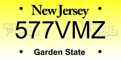 577VMZ New Jersey License Plate