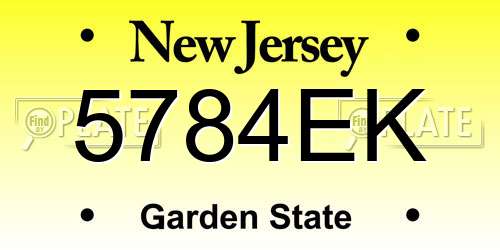 5784EK New Jersey License Plate