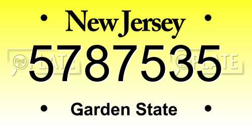 5787535 New Jersey License Plate