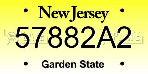 57882A2 New Jersey License Plate