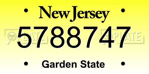 5788747 New Jersey License Plate