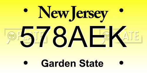 578AEK New Jersey License Plate