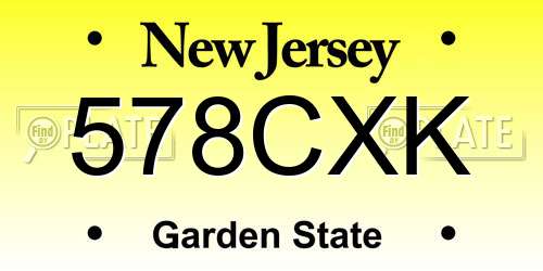 578CXK New Jersey License Plate