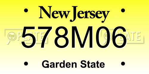 578M06 New Jersey License Plate