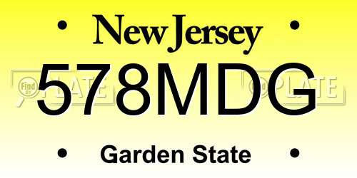 578MDG New Jersey License Plate