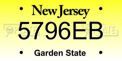 5796EB New Jersey License Plate
