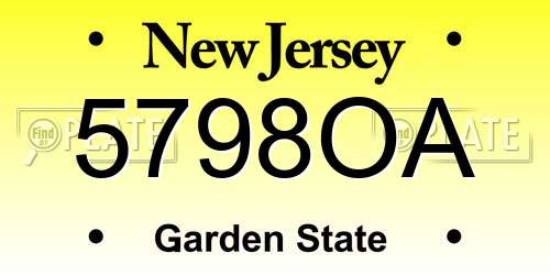 5798OA New Jersey License Plate