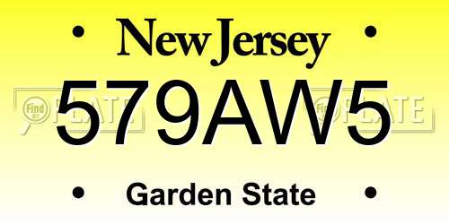 579AW5 New Jersey License Plate