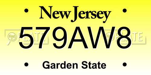 579AW8 New Jersey License Plate